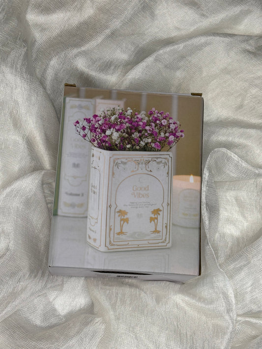 WHITE BOOK SHAPED VASE