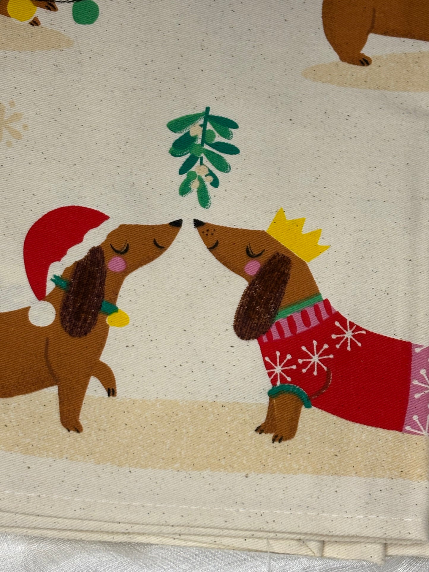 Katoenen theedoek - Feestelijke Worsthond