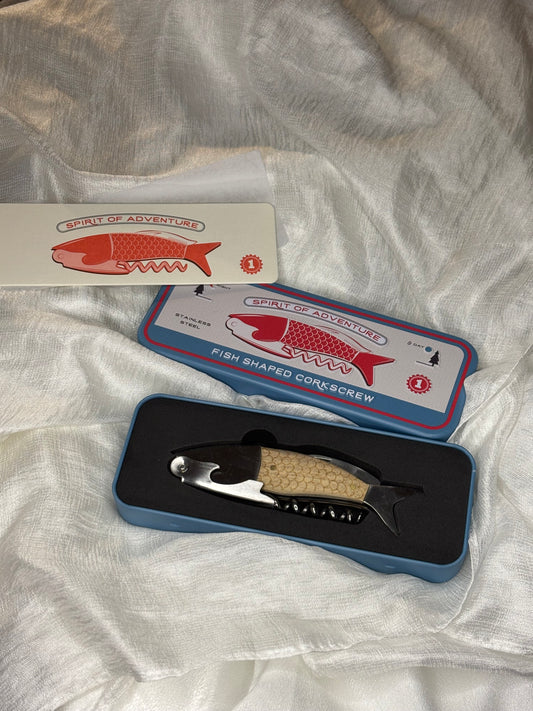 Visvormige kurkentrekker in blik - Spirit of Adventure