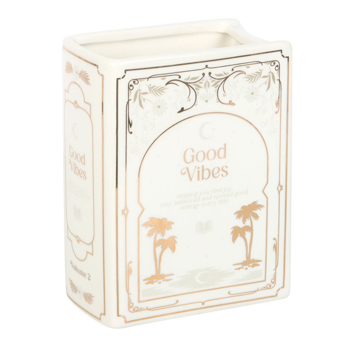 WHITE BOOK SHAPED VASE