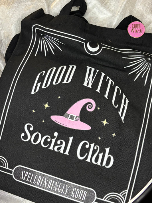 Good Witch totebag met pin